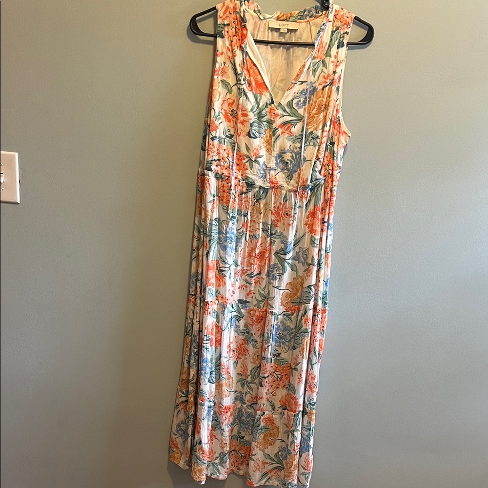 LOFT Multicolor Floral Maxi Dress